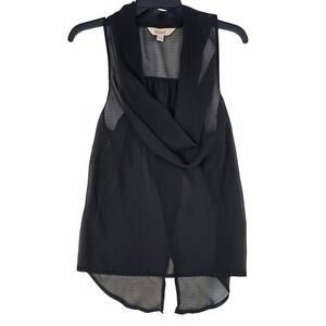 Decree Womens Black Chiffon Sleeveless Draped‎ Cowl Neck Blouse Size Medium